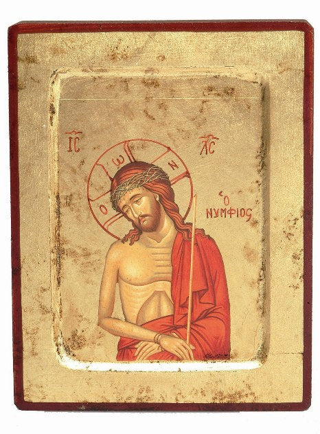 Christ the bridegroom, lithography on wood, icon, Greek Christian Orthodox Byzantine