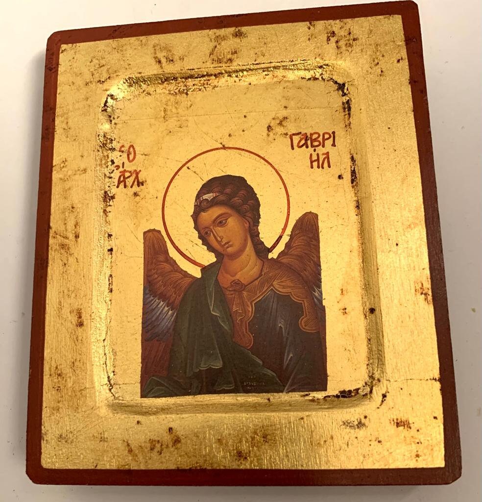 Archangel Gabriele, icon, Lithograph on wood, Greek Christian Orthodox Byzantine