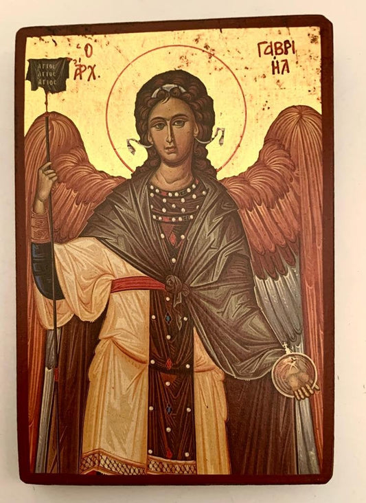 Archangel Gabriele, icon, Lithograph on wood, Greek Christian Orthodox Byzantine